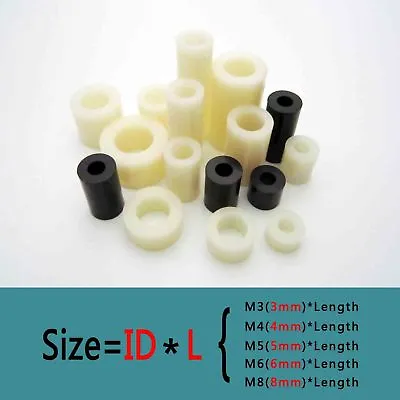 25pcs ID 3mm-8mm Nylon ABS Non-Threaded Standoff Spacer Washer For M3-M8 Screw • £1.25