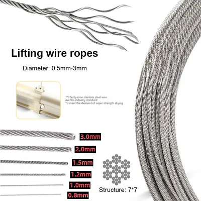 Stainlesss Steel 304 Wire Rope Cable Rigging Steel Wire Rope Lifting Metal Cable • $4.87