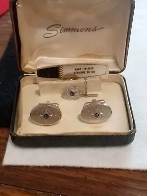 Simmons Sterling Silver Masonic Cufflinks & Tie Tack Pin Set - Great Condition • $29.99