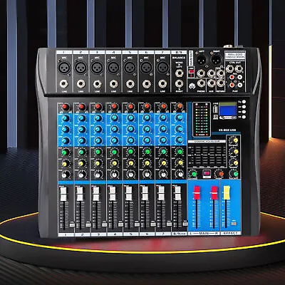 8 Channel Professional Bluetooth Live Studio Audio Mixer USB DJ Mixing Console • $111.16