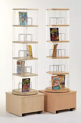 Bookcase  Spinner Unit Mobile Paperback Beech And Maple For DVDs Books And CDs • £318