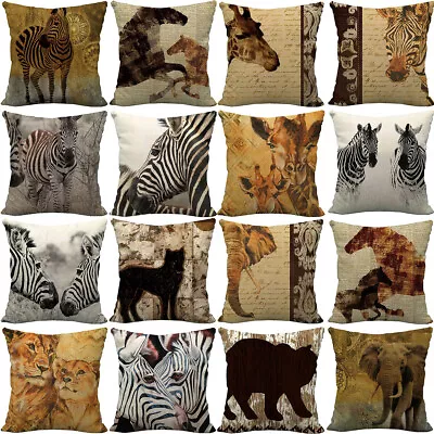£4.06 • Buy African Animals Throw Pillow Cover Elephant Zebra Giraffe Lion Bear Cushion Case