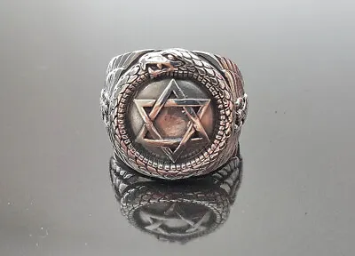 $45 • Buy Ouroboros 925 Sterling Silver Ring Star Of David Snake Eating Its Tail Phoenix A