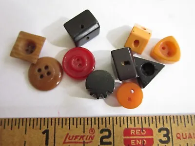 10 Vintage Antique Button Buttons Unique Shapes Bakelite Small Collectible Lot • $14.97