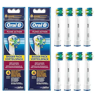 8 X Genuine Oral B Replacement Electric Toothbrush Heads Floss Action - Braun • $528.99