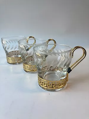 Midcentury Libbey Glassware Greek Key Design 3 Cups • $15