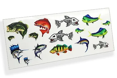 R/C Scale Saltwater Bass Fish Sticker Sheet RC 1:10 Boat Body Mini Decal Pack • $4.95