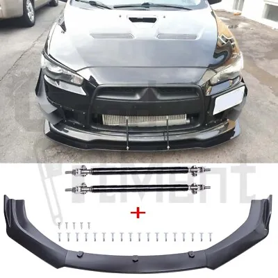 $136.67 • Buy For Mitsubishi Lancer CE CJ CY CF Front Bumper Lip Splitter Spoiler + Strut Rods