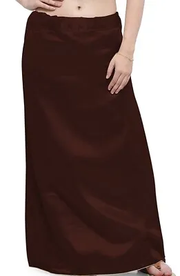 £5.50 • Buy Chocolate Colour Satin Saree Petticoat Under Skirt
