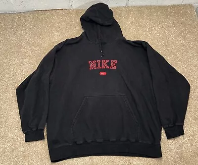 Nike Men's Spell Out Embroidered Pullover Hoodie Black XL Vintage Gray Tag Y2K • $39.99