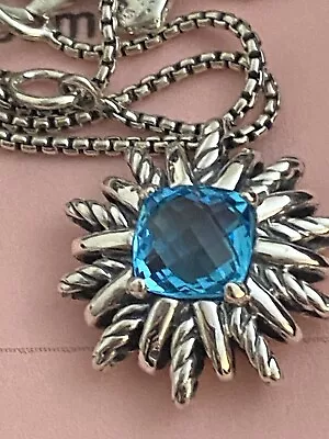 PREVIOUSLY USEDDavid Yurman Sterling Silver Blue Topaz Starburst Necklace 16-17' • $350