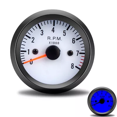 2  52mm Tachometer 0-8000RPM Tach Gauge Meter Car Truck Motorcycle 12V Blue LED • $14.30