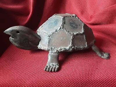 Cast Iron Turtle Figurine Handmade Signed Vintage  • $87.70