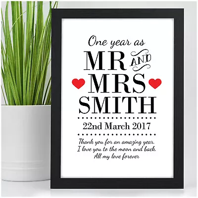 PERSONALISED First Wedding Anniversary Gifts 1st Anniversary Present 1 Year • £4.95