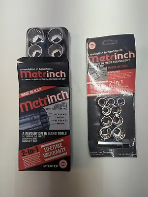 Vintage NOS Original Metrinch USA 20 Pc 1/2 3/8 Drive 12 Pt Socket Set Metric SA • $47.99