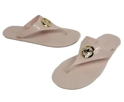 Michael Kors Women's Lillie Jelly Thong Sandals Soft Pink Gold Pvc Size 7 New • $64.33