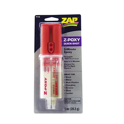 Zap Adhesive Z-Poxy 5 Min 1oz Quick ShotDual Syringe Carded 11730074 #PT36 • £11.41