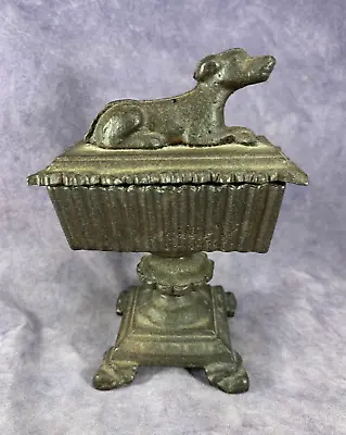 Vintage Cast Iron Dog On Pedestal Match Hold Safe Striker • $40