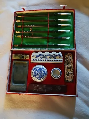 Vintage Chinese Calligraphy Set Old Writing Box Kit China • $49.99