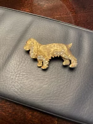 Vintage Signed B.S.K. Gold Tone Cocker Spaniel Dog Brooch • $1.99