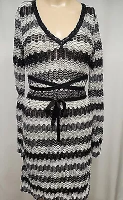 Missoni Black /White Knit Mini Dress Long Sleeve Chevron Print Size IT 40 US 4 • $70