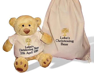 Personalised Large Teddy Bear Christening Baptism Dedication 1st Holy Communion • £25