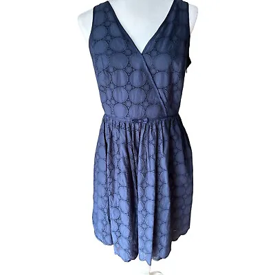 Tommy Hilfiger Women's Navy Eyelet Fit And Flare Lined Dress; Size 8 • $15