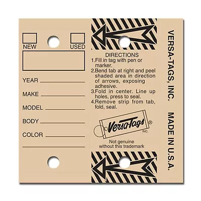 BEIGE Genuine Versa-Tag Key Tags Self-Protecting 250 Tags Per Box • $18.79