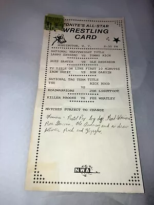 Original 1980's NWA Mid-Atlantic Wrestling Ticket Stub W/ Match Sheet Card WWE • $79.99