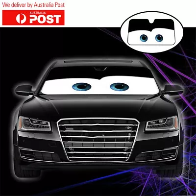 Cartoon Car SUV Windshield Sunshade Big Eye Folding Sun Visors Block Cover Black • $26.90