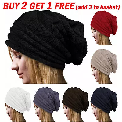 Men Womens Unisex Slouch Baggy Oversized Winter Warm Ski Knitted Beanie Hat Cap∝ • $11.89