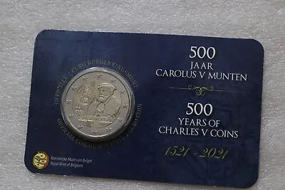 🧭 🇧🇪 Belgium 2 Euro 2021 Charles V Coin Card B56 #37 Cp3 • $25.51