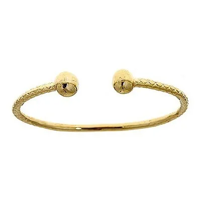 14K Yellow Gold BABY West Indian Bangle W. Ball Ends • $1072.50