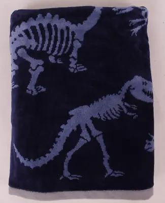 Pottery Barn Kids Dino Bones Navy Blue Bath Towel Dinosaur • $19.47