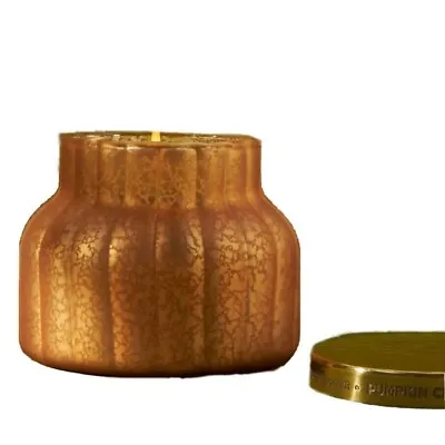 Capri Blue Empty Candle Jar 19oz Orange Mercury Glass Gold Lid Anthropologie DIY • $28.50
