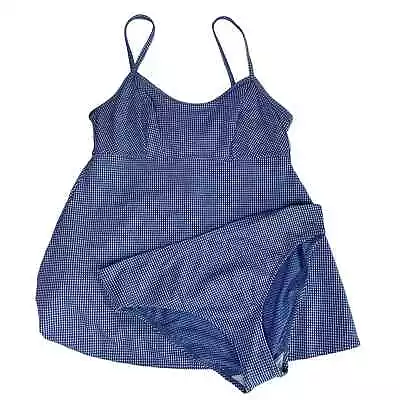 Anita Maternity Tankini Swimsuit 2 Piece Blue Gingham Size 12 NWT • $19