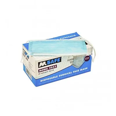 Safe Mask 50 Pack Disposable Surgical Face Mask 3 Ply Protective Mask Blue • £4.25