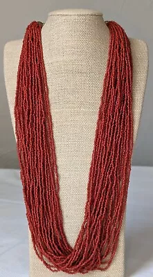 Vintage Multi Strand Red Coral Bead Necklace • $11.61