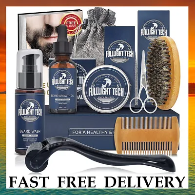 $18.51 • Buy Beard Growth Kit Derma Roller Boosts Hair Mustache Serum Oil Balm Men Care Gift
