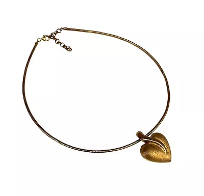 Veronese 18K Gold Over Sterling Silver Textured Puffy Heart Pendant Necklace • $69