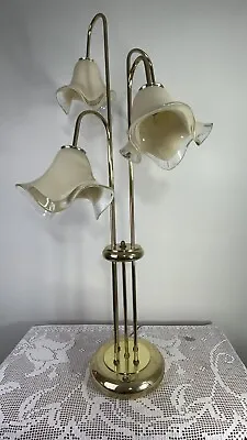 Vintage Murano Glass Tulip Flowers And Metal Frame Table Lamp | Murano Lamp • $235.40