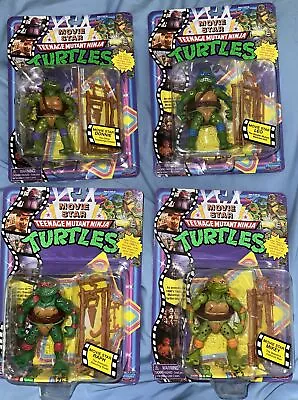 PLAYMATES TEENAGE MUTANT NINJA TURTLES  MOVIE STAR Set Of 4 Retro TMNT 2023 • $50