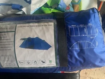 Used Once ProAction 6 Person 2 Room Tent Size L 530 X H 150X W 230cm Blue • £90