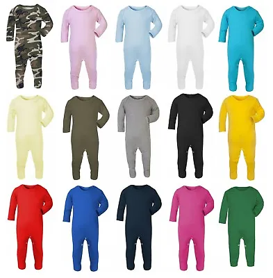 Cotton BABY BOY GIRL Plain Chest Babygrow 1Onesie Bodysuit Sleepsuit Romper Suit • £5.99