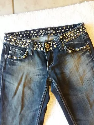 Miss Me  Jeans Women Embelished Boot Cut Blue Anchorage Denim Size 26 X 30.5 • $17