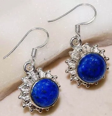 Natural Lapis Lazuli 925 Solid Sterling Silver Earrings Jewelry K16-5 • $12.99