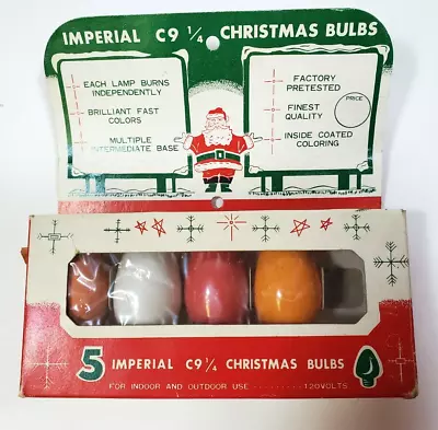 VINTAGE IMPERIAL C 9 1/4 CHRISTMAS LIGHT BULBS 4 BULBS MULTI COLOR With BOX • $5