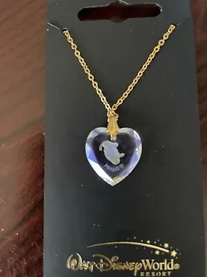 Donald Duck Heart Necklace Disney World Lucite With Hologram Gold Chain NWT • £28.33