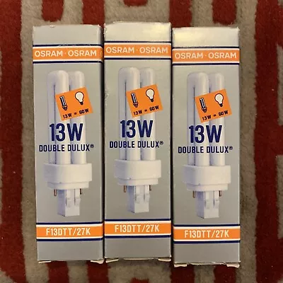 3 Genuine Osram Double Dulux F13DTT/27K 13W LAMP NOS Lot Of 3 • $24.95