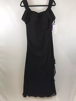 JJs House Women's Sz 6 Custom Evening Gown Black Chiffon Sleeveless Full Length • $5